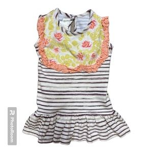 Sweet Home Brown Striped Tunic with Floral‎ Accented Top Size 12 Months